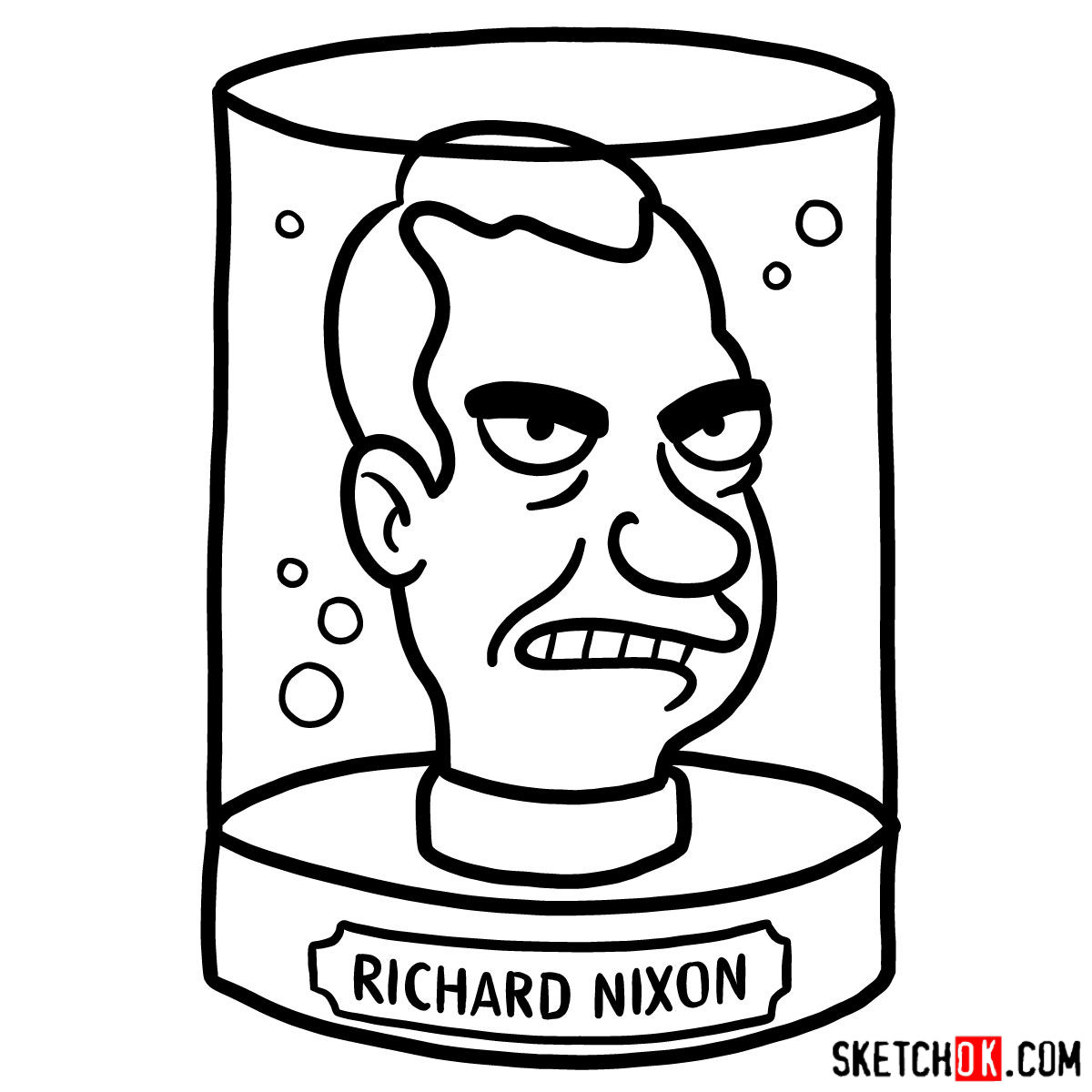 How to draw president Nixon's head - step 10